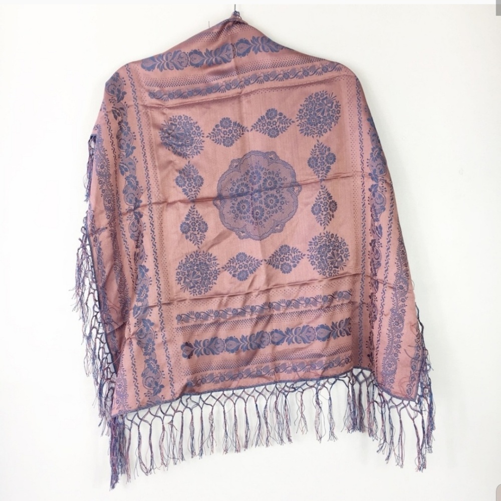 Pink and Purple Boho Faux Silk Scarf